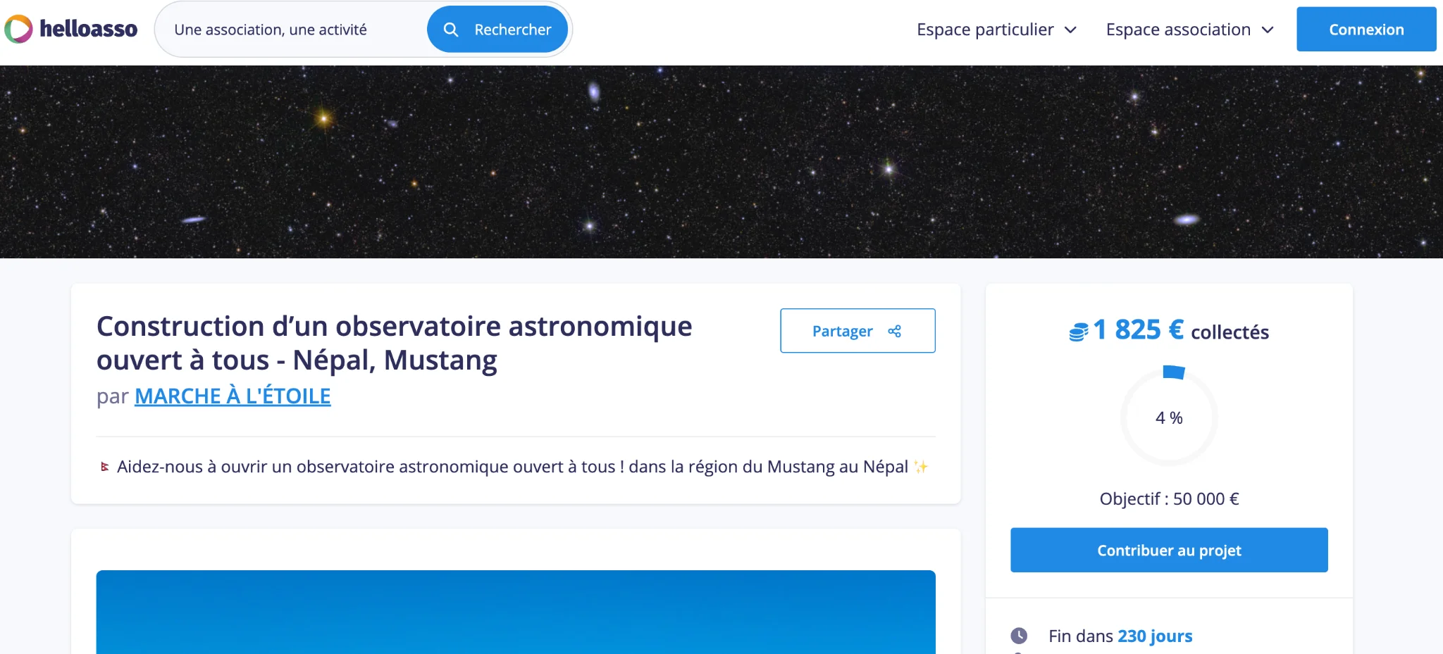 Levée de fonds pour l'observatoire du Mustang